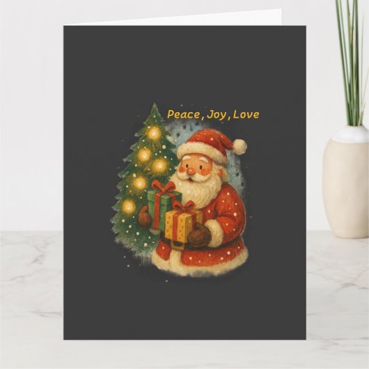 “Retro Christmas Greeting Card – Santa with Gifts” カード (正面)