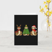 Retro Christmas Hognose Snake Santa Reindeer カード (黄色い花)