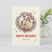 Retro Christmas Holiday  Custom Photo & Message  シーズンカード (スタンド正面)