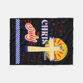 Retro Christmas In July Christian Jesus God Summer フリースブランケット (正面(横))