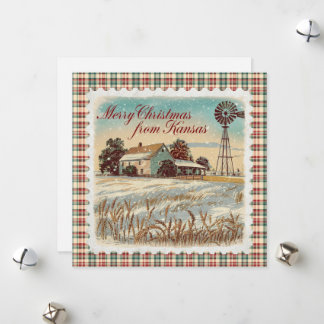 Retro Christmas In Kansas Holiday Card シーズンカード