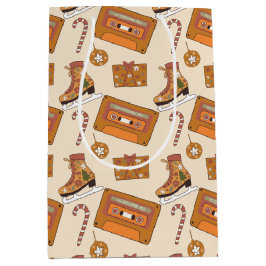 Retro Christmas Joy ミディアムペーパーバッグ