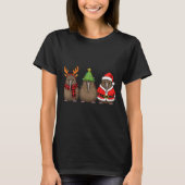 Retro Christmas Kiwi Bird Santa Reindeer  Tシャツ (正面)