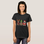 Retro Christmas Kiwi Bird Santa Reindeer  Tシャツ (正面フル)