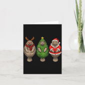 Retro Christmas Manatee Santa Reindeer  カード (正面)