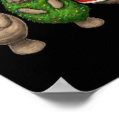 Retro Christmas Manatee Santa Reindeer ポスター (角)