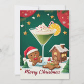 Retro Christmas Martini Gingerbread シーズンカード (正面)