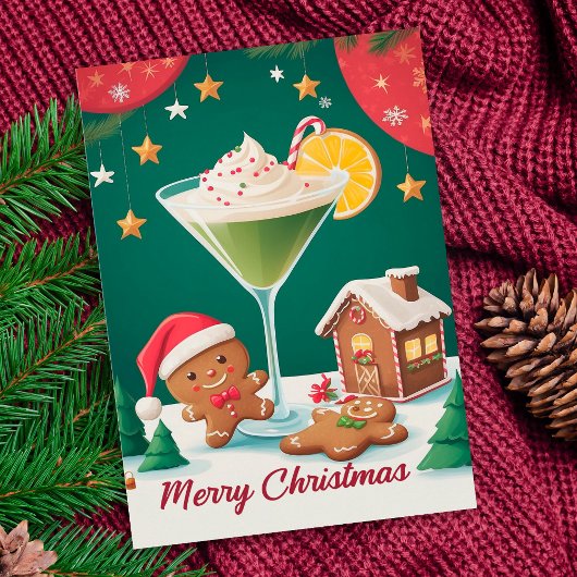 Retro Christmas Martini Gingerbread シーズンカード