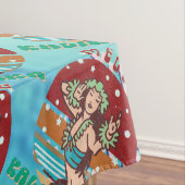 Retro Christmas, Mele Kalikimaka Hula Dancer テーブルクロス (インサイチュ)