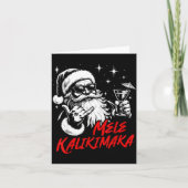 Retro Christmas Mele Kalikimaka Santa Shaka Hawaii カード (正面)