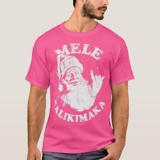 Retro Christmas Mele Kalikimaka Santa Shaka Hawaii Tシャツ