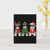Retro Christmas Miniature Schnauzer Santa Reindeer カード (黄色い花)