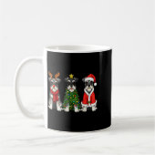 Retro Christmas Miniature Schnauzer Santa Reindeer コーヒーマグカップ (左)