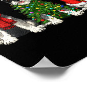 Retro Christmas Miniature Schnauzer Santa Reindeer ポスター (角)