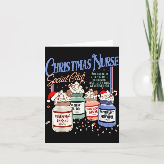 Retro Christmas Nurse Social Icu Nurse Profol Xmas カード (正面)