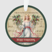 Retro Christmas Ornament Green Red Angel Design オーナメント (正面)