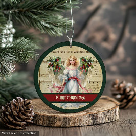 Retro Christmas Ornament Green Red Angel Design オーナメント