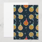 Retro Christmas Ornament Holiday Invitation 招待状 (正面/裏面)