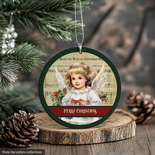 Retro Christmas Ornament Merry Angel Card Holder オーナメント
