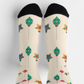 Retro Christmas Ornament Pattern Holiday Socks ソックス (上部)