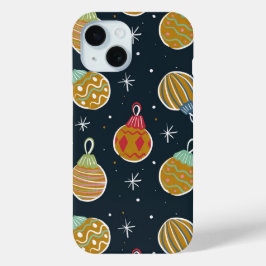 Retro Christmas Ornament Pattern Phone Case iPhone 15ケース