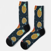 Retro Christmas Ornament Pattern Socks ソックス (左)