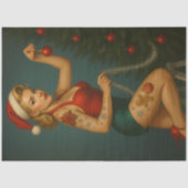 Retro Christmas Ornament Pin-Up Decoupage 薄葉紙 (正面)