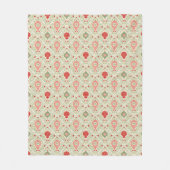 Retro Christmas Ornament Pink, Red, Green  フリースブランケット (正面)