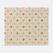 Retro Christmas Ornament Pink, Red, Green  フリースブランケット (正面(横))