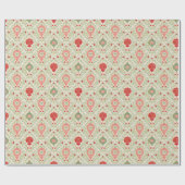 Retro Christmas Ornament Pink, Red, Green Paper ラッピングペーパー (フラット)