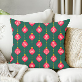 Retro Christmas Ornament Vintage Red Pink Green クッション