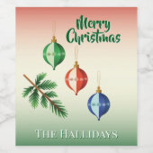 Retro Christmas Ornaments ワインラベル (シングルラベル)