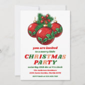 Retro Christmas Ornaments Editable Holiday Party 招待状 (正面)