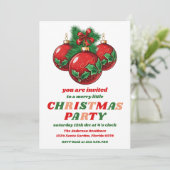 Retro Christmas Ornaments Editable Holiday Party 招待状 (スタンド正面)