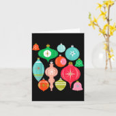 Retro Christmas Ornaments Mid Century Modern  カード (黄色い花)