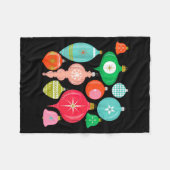 Retro Christmas Ornaments Mid Century Modern  フリースブランケット (正面(横))