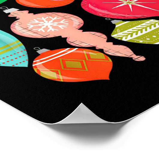 Retro Christmas Ornaments Mid Century Modern  ポスター (角)