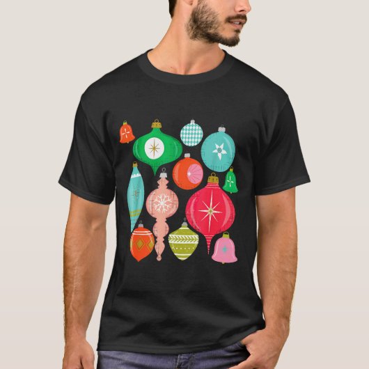 Retro Christmas Ornaments Mid Century Modern Tシャツ (正面)