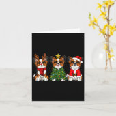 Retro Christmas Pallon Dog Lover Santa Reindeer  カード (黄色い花)