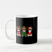 Retro Christmas Pallon Dog Lover Santa Reindeer  コーヒーマグカップ (左)