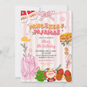 Retro Christmas Pancake and Pajama Party Birthday 招待状 (正面)