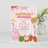 Retro Christmas Pancake and Pajama Party Birthday 招待状 (スタンド正面)