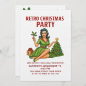 Retro Christmas Party Invitation | Vintage Pin-Up  招待状 (正面/裏面)