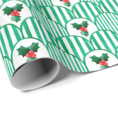 Retro Christmas Pattern Geometric Watercolor Holly ラッピングペーパー (ロールコーナー)