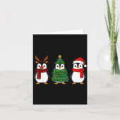 Retro Christmas Penguin Santa Reindeer  カード (正面)