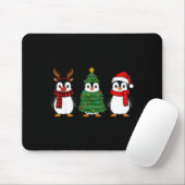 Retro Christmas Penguin Santa Reindeer  マウスパッド (マウス)
