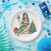 Retro Christmas Pin-Up Paper Plate ペーパープレート (パーティー)