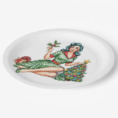 Retro Christmas Pin-Up Paper Plate ペーパープレート (アングル)
