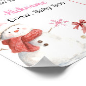 Retro Christmas Pink Santa Birthday Milestone Sign ポスター (角)