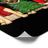 Retro Christmas Puggle Santa Reindeer Dog Lover  ポスター (角)